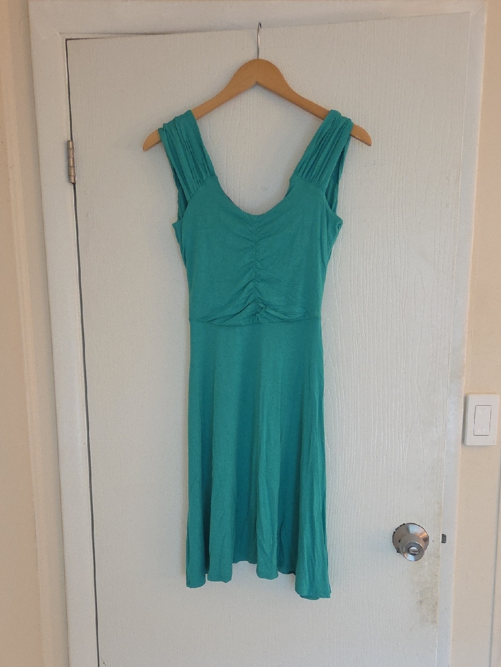 VENUS Green Ruched Bodice Sleeveless Dress